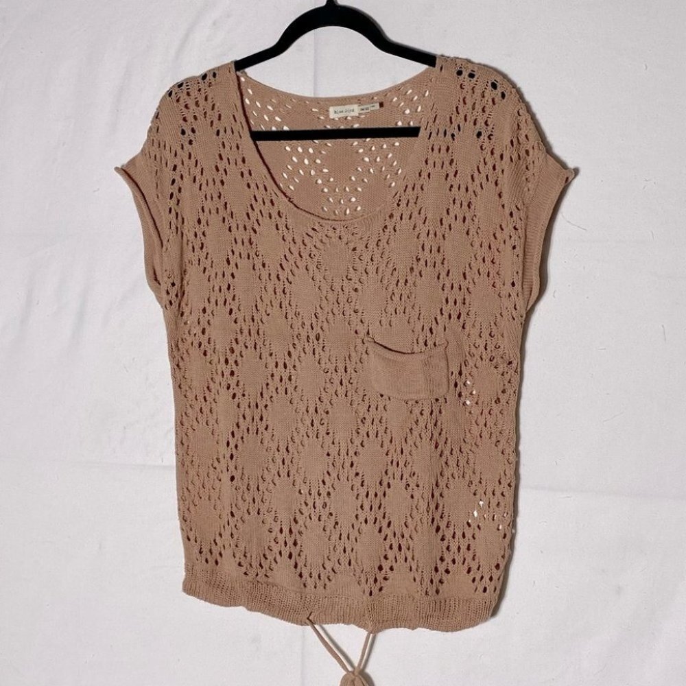 5/$25 Blue Bird Nude Open Knit Tie Waist  Sweater M